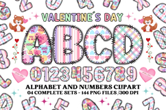 Valentine Alphabet Clip Art, valentines day letters doodle Product Image 1