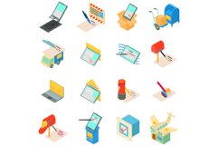 Mail service icons set, isometric style Product Image 1
