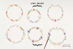 Boho Wreaths Leaves 6 Wreath Watercolor Bohemian Feathers Product Image 3