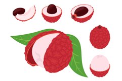 Lychees icons set, isometric style Product Image 1