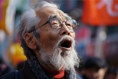 Elderly man with glasses in thoughtful expression Product Image 1