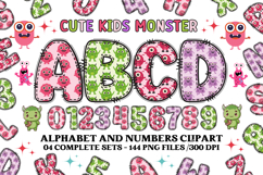 Cute Kids Monster Alphabet &amp; Numbers doodle PNG Clipart Product Image 1