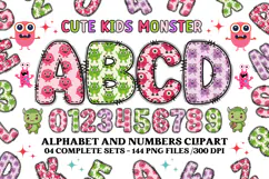 Cute Kids Monster Alphabet & Numbers doodle PNG Clipart Product Image 1