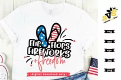 4th of July SVG file | Flip Flops Fireworks and Freedom svg Product Image 1