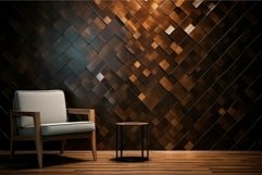Modern armchair against stylish wooden wall background Product Image 1