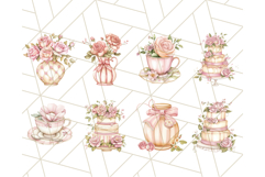 Pastel Tea Set Clip Art PNG with Sweets and Floral Accents Product Image 9
