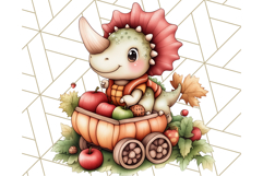 Fall Dinosaur PNG Clipart with Autumn Elements, Cute Dino Product Image 5