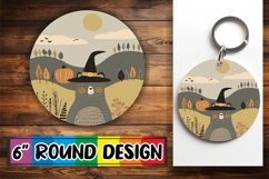 Autumn Boho Animal Round Design Halloween Keychain Product Image 1