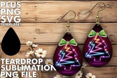 RADIANT teardrop EARRINGS PNG, Neon Xmas Product Image 1