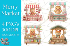 Cute Christmas Market Stall Clipart for Crafts PNG Product Image 1