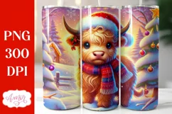 Christmas tumbler wrap for sublimation, Cute highland cow Product Image 2