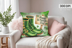 Lucky Irish Boots Happy St Patrick’s Day Pillow PNG Sublimat Product Image 1