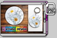 Petal Paradise: Round Floral Water Design Keychain PNG Product Image 1