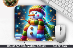 Snowman Mouse Pad Sublimation, Christmas Mouse Pad PNG Product Image 1