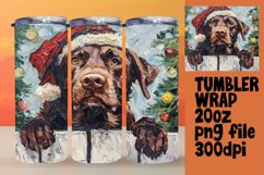 Winter Peeking Dog Tumbler Wrap Holiday Christmas Art 20oz Product Image 1