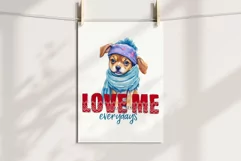 Cute winter baby dog in hat and scarf sublimation PNG Product Image 2