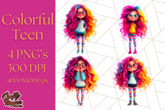 Teen Girl Clipart PNG, Fun Character Illustration Product Image 1