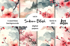 Sakura Blush Digital Paper Watercolor Seamless Pattern Product Image 1