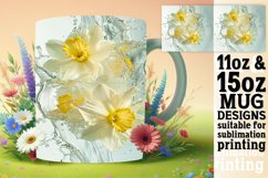 Aqua Bloom: Sublimation Art Mug Wrap 11oz 15oz Product Image 1