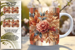 Sweet 15oz Mug Wrap Png Design , Autumn Flower Product Image 1