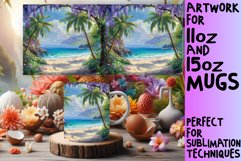 Mug Wrap: Tropical Beach,Ocean,and Palms 11oz/15oz Product Image 1