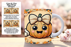 Stylish 11oz Mug Wrap Png Template , Cute Pumpkin Product Image 1