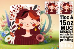 Elegant Flower-Crowned Woman Mug Wrap 11oz/15oz Product Image 1