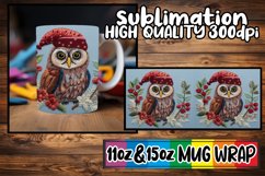 Holiday Owl Embroidered Mug Wrap 11oz 15oz Christmas Product Image 1