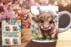 Sublimation 15oz Mug Wrap Png Design , Cute Cow Product Image 1