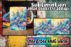 Cheerful hearts sublimation mug wrap, Watercolor Pattern Product Image 1