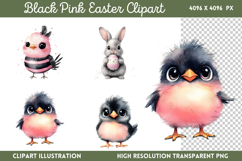 Black Pink Easter Clipart PNG Product Image 1