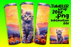Sweet Kitty with Flowers Tumbler Wrap Art Product Image 1
