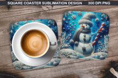 Snowman Coaster Sublimation, Christmas Coaster PNG Design Product Image 1