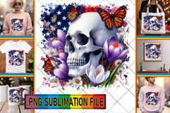 Bright Tote Bag Art Ideas PNG, Skull USA Product Image 1
