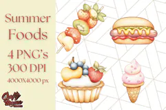 Pastel Summer Treats Clipart PNG, Cute Picnic Fair Food Art Product Image 1