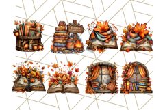 Autumn Library Clipart PNG, Cozy Fall Book Art Product Image 9