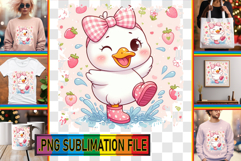 Cheerful Tote Bag Gift Magic PNG, Cute Goose Product Image 1