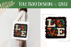 Cartoon Love Illustration, Black Tote Bag Design Product Image 1