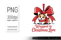 Cute Christmas Dog, Animal Sublimation Clipart PNG Product Image 1