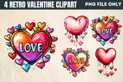 Retro Valentine Clipart PNG Product Image 1