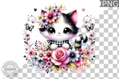 Cat With Flowers Sublimation - Clipart PNG Design Product Image 1