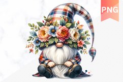 Floral Gnome Sublimation - Gnome Clipart Design Product Image 1