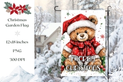 Watercolor Teddy Bear Garden Flag, Winter Garden Flag Product Image 1