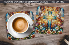 Flower Coaster Sublimation, Easter Coaster PNG Design Product Image 1