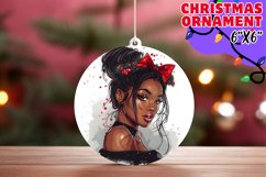 Whimsical Circle Keychain Sublimation, Xmas Girl Product Image 1