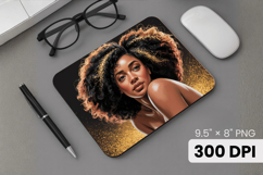 Afro Girl / Woman braided hair Mouse Pad, Black Queen PNG Product Image 1