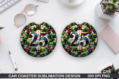 Christmas Car Coaster Sublimation| Christmas Coaster PNG Product Image 1