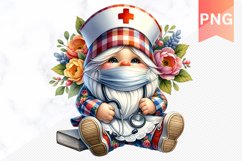 Floral Nurse Gnome Sublimation - Nurse Gnome Sublimation Product Image 1