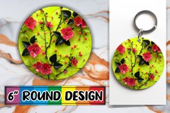 Summer Blossom Glitter Round Design Sublimation Keychain Product Image 1