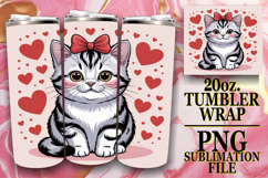Magical mornings 20oz tumbler wrap, Valentines Cat Product Image 1